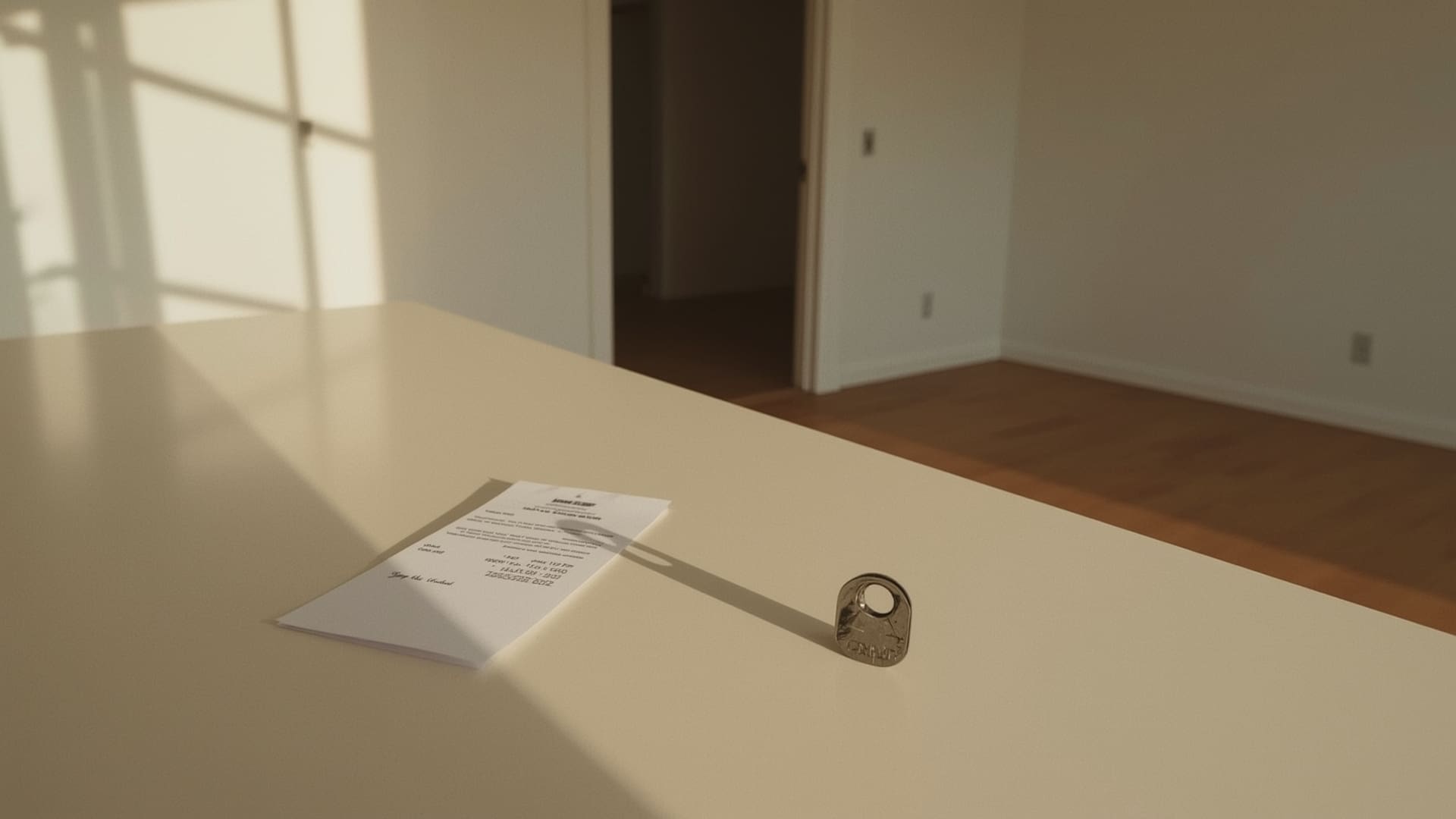 House key and receipt on clean countertop symbolizing move out cleaning value