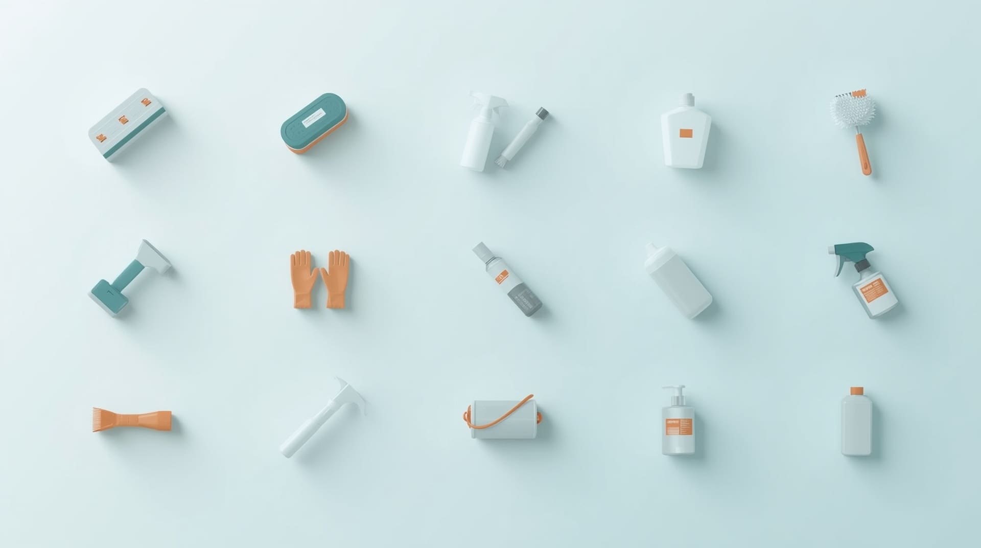 Essential tools needed for cleaning shower grout laid out visually