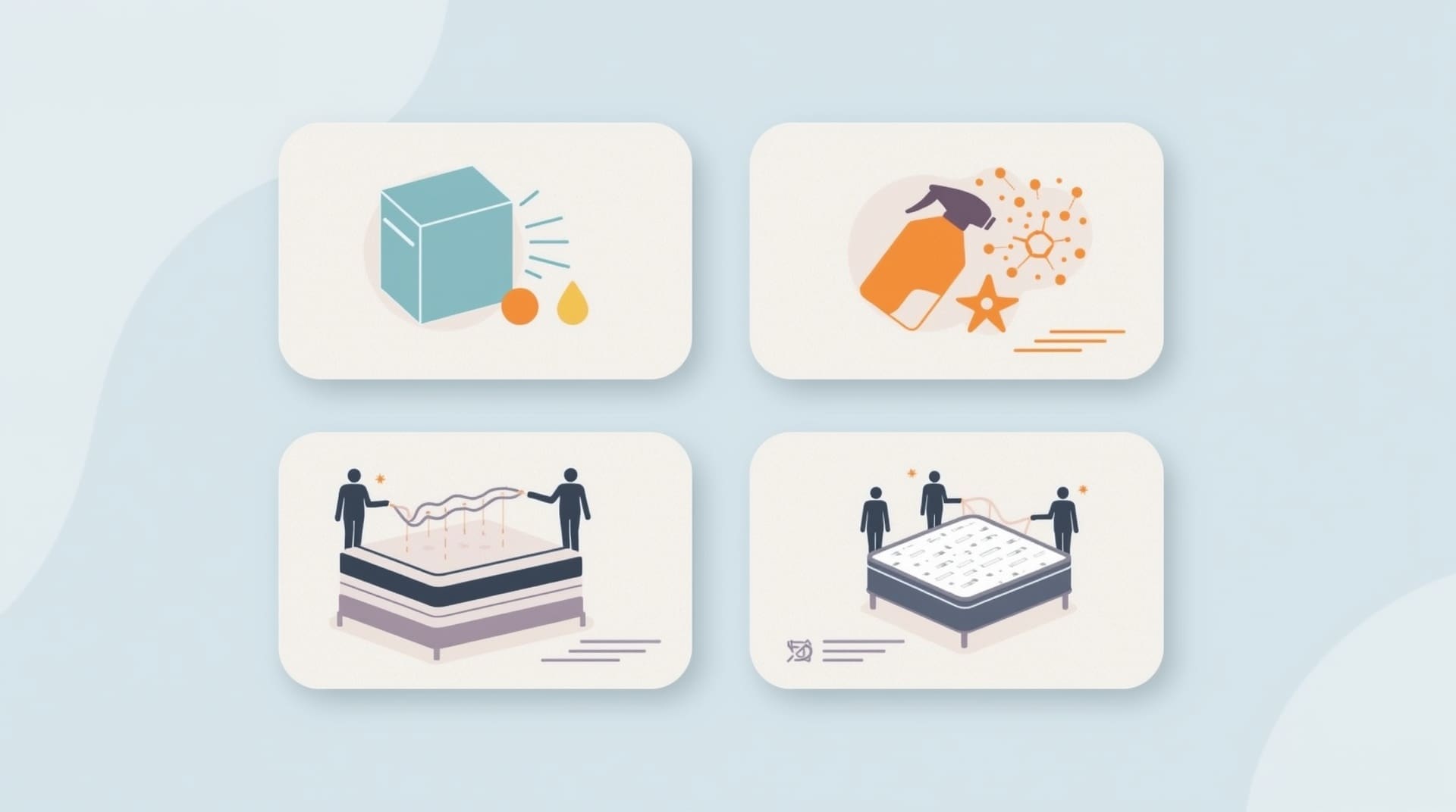 Four-panel comparison infographic of baking soda versus other mattress cleaning methods