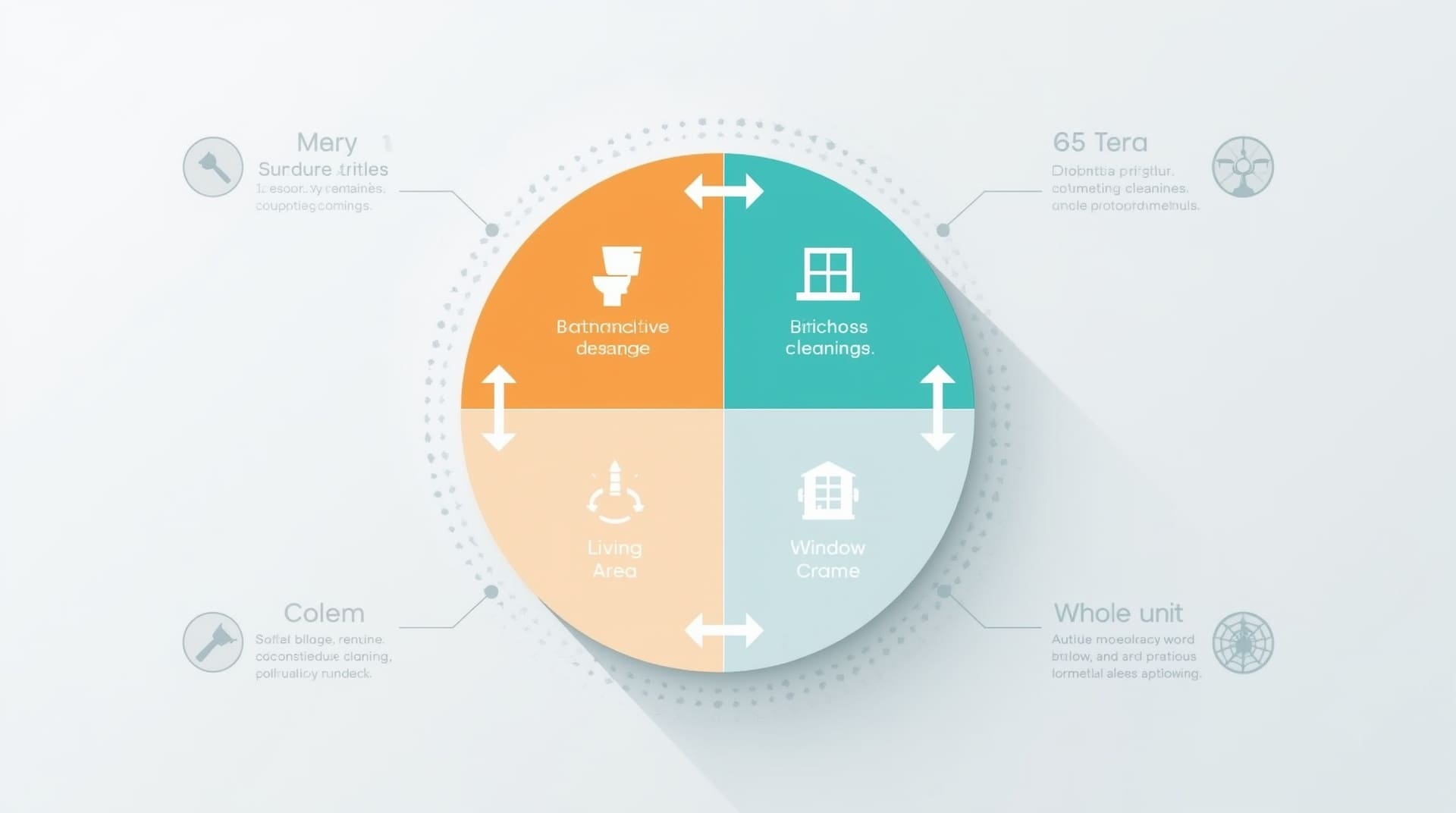 Illustrated floor plan showing professional apartment move-out cleaning zones and tasks