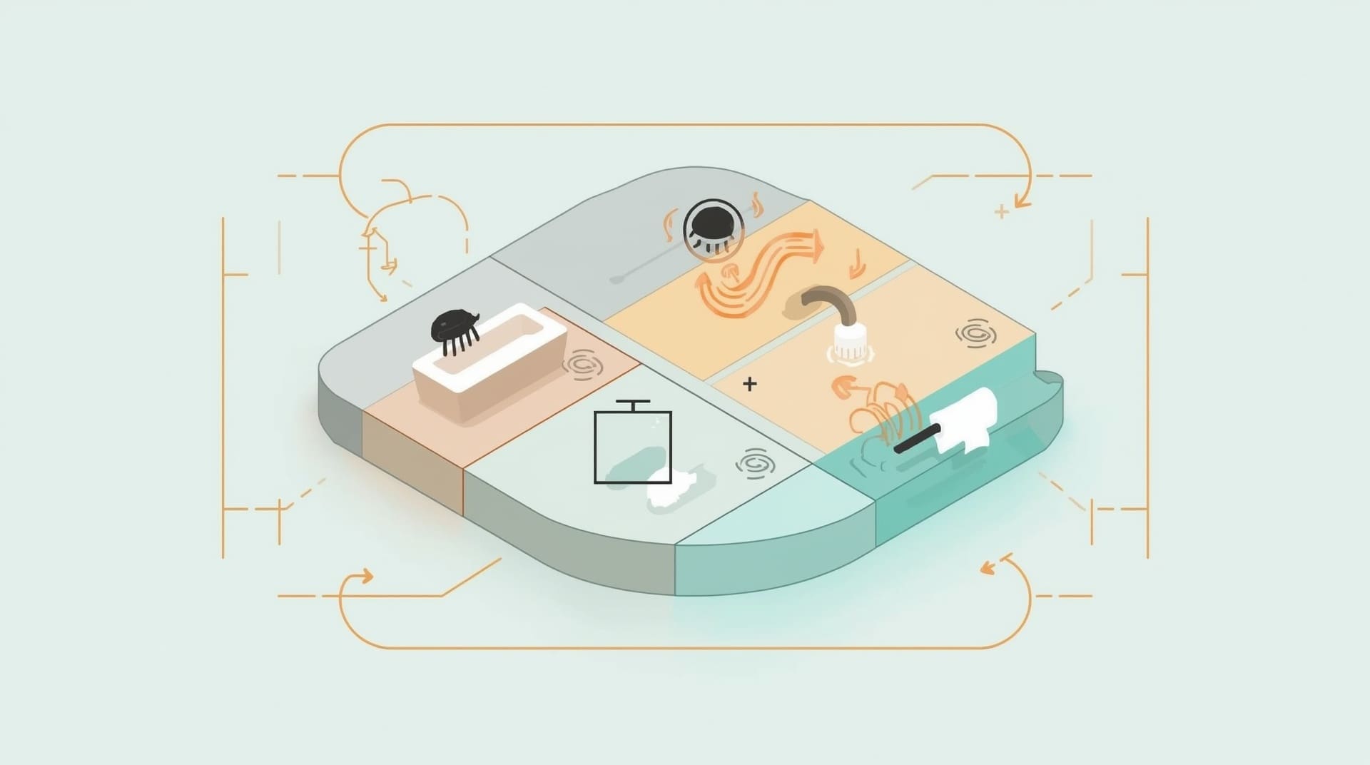 Infographic showing shower and bathtub deep cleaning zones and steps illustrated