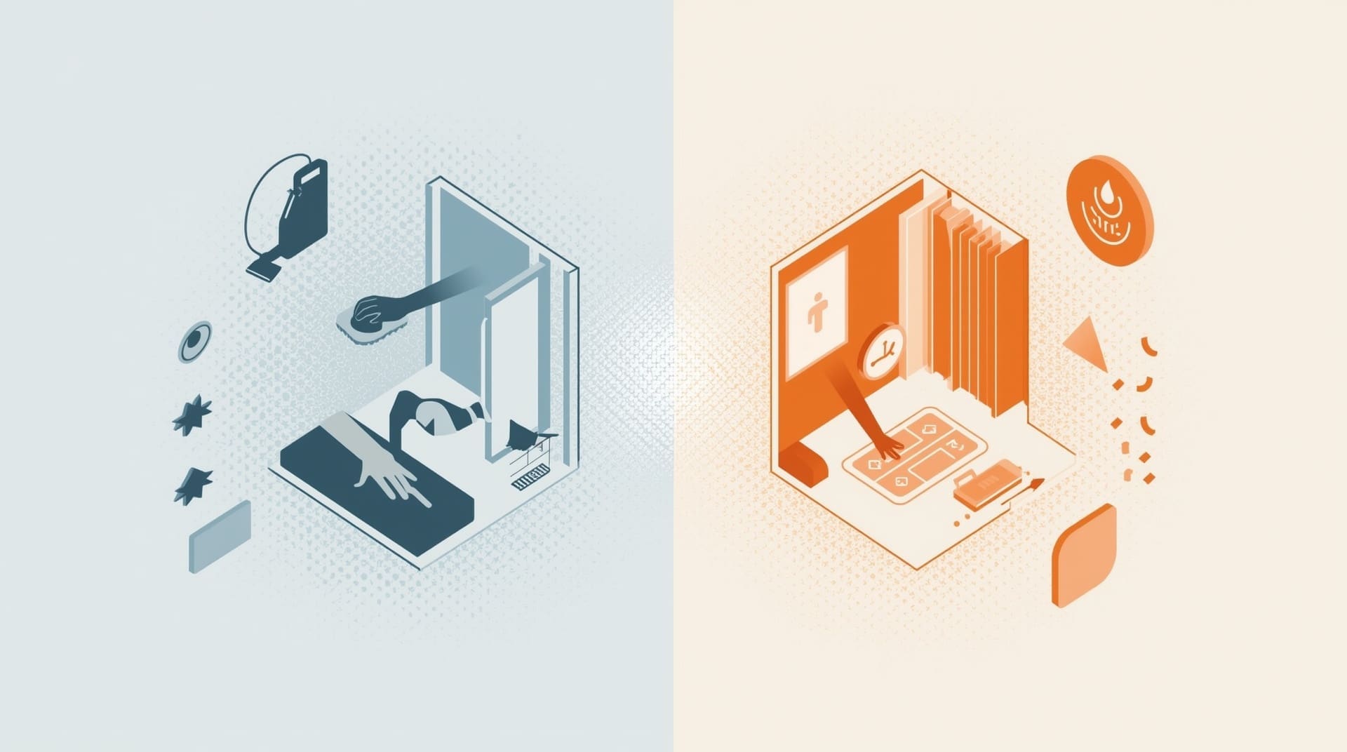 Split infographic comparing standard house cleaning versus move-out deep cleaning scope